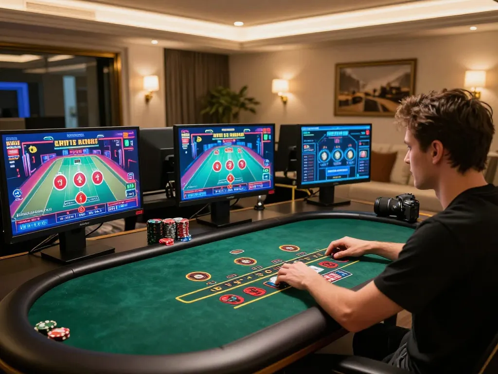 SC88 player enjoying live dealer baccarat game on multiple screens