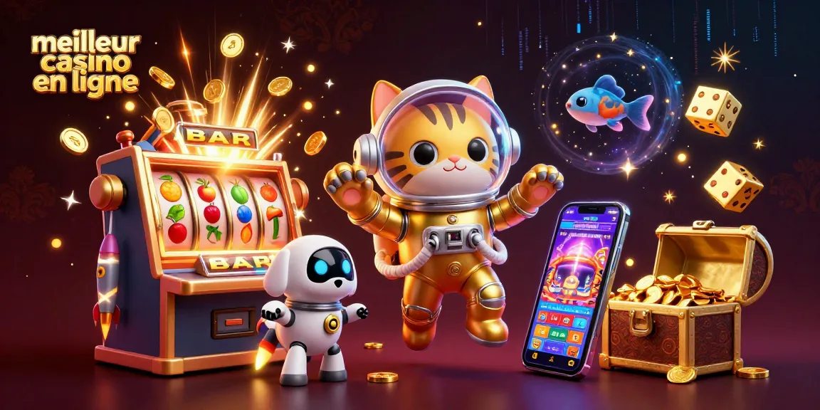 Vivez l'expérience du meilleur casino en ligne avec un chat astronaute et un chien robot dans un univers riche en jeux.