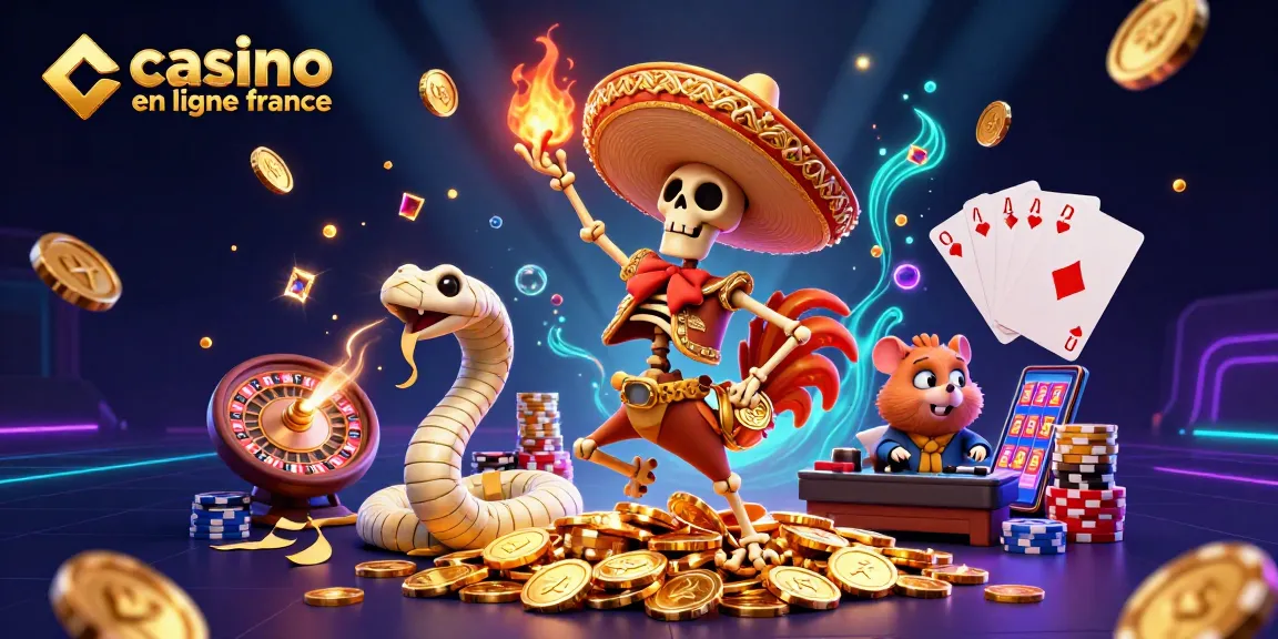 Animation de fête au casino en ligne France avec des personnages fantastiques dansant parmi des pièces d'or.