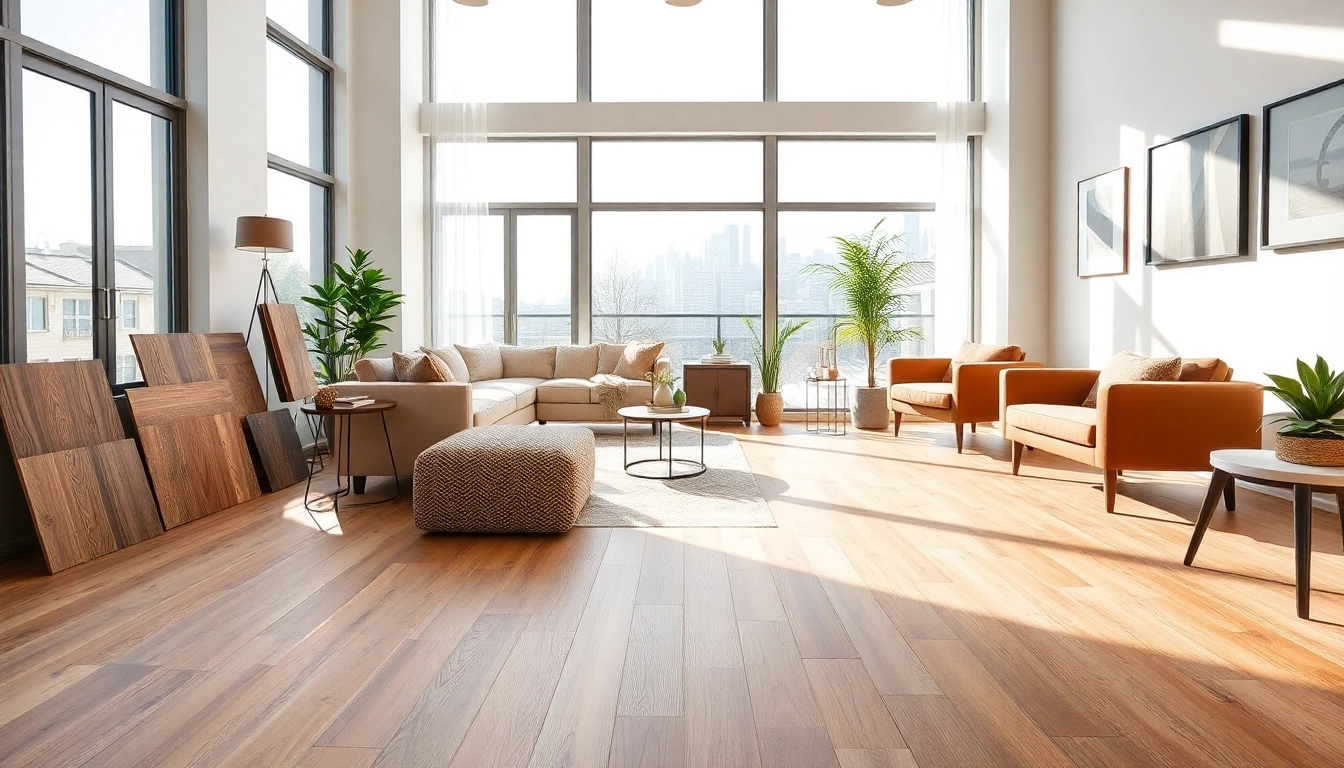 Showcase of chicago flooring options in a modern, beautifully lit living room setting.