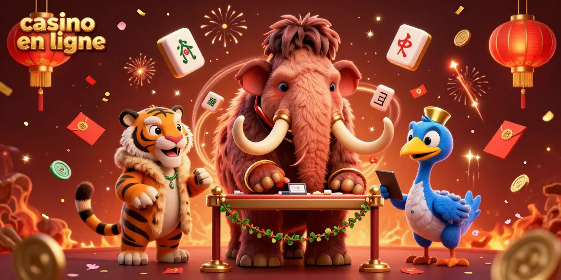 Accédez au monde vibrant du casino en ligne avec des personnages animés jouant autour d'éléments de jeu captivants.