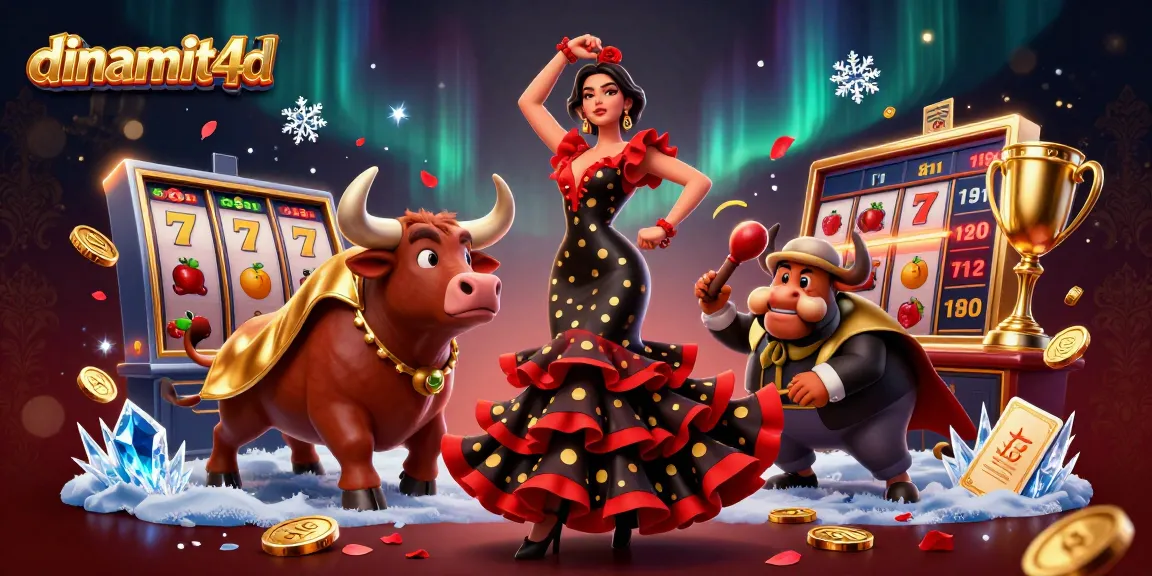 Experience the thrill of dinamit4d casino with a vibrant 3D illustration showcasing slot reels and exciting elements.