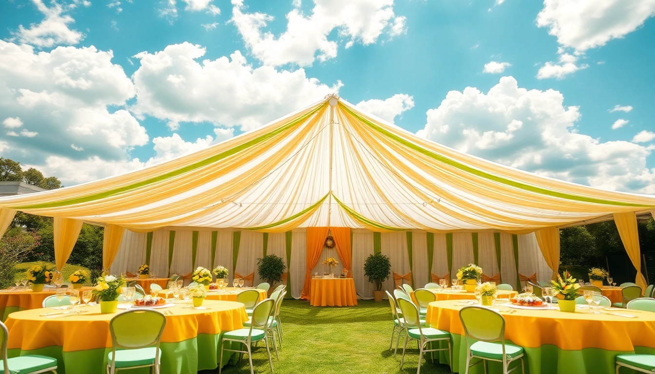 Celebrate special occasions with Party Tent Rentals, featuring a beautifully decorated outdoor tent.
