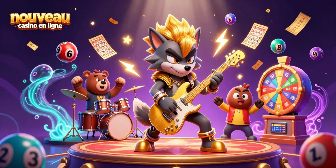 Illuminez votre expérience avec le nouveau casino en ligne, où le loup rock star joue sur scène entouré de jeux captivants.