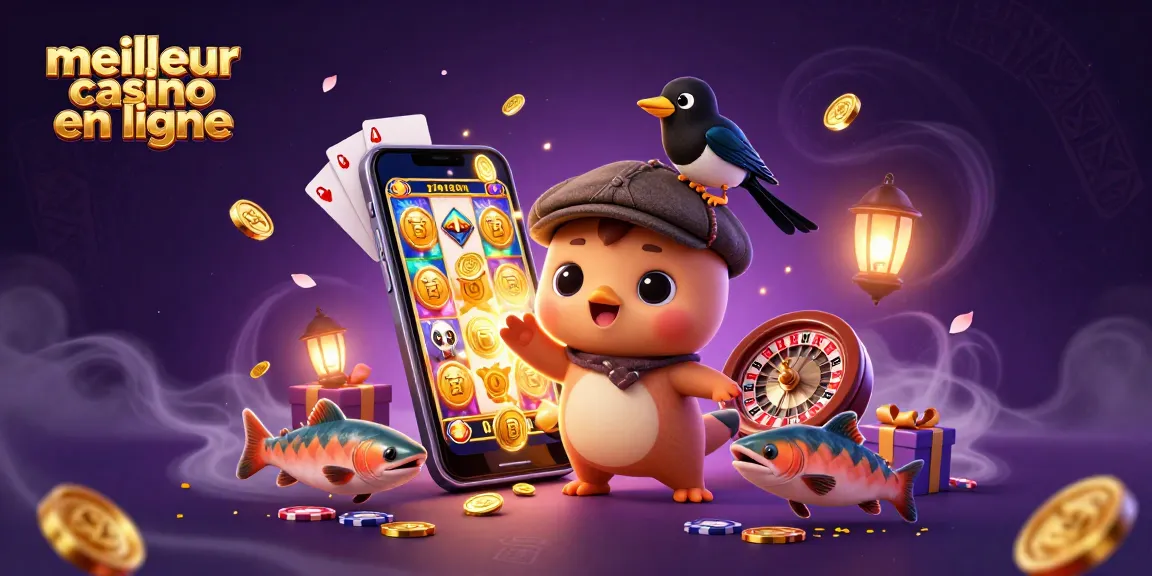 Illustration d'un bébé Nessie et amis dans un meilleur casino en ligne, chance en jeu !