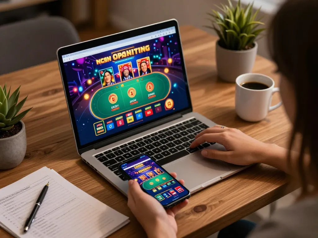 Engaging in strategic gameplay on SC88 app through laptop, showcasing exciting casino interface