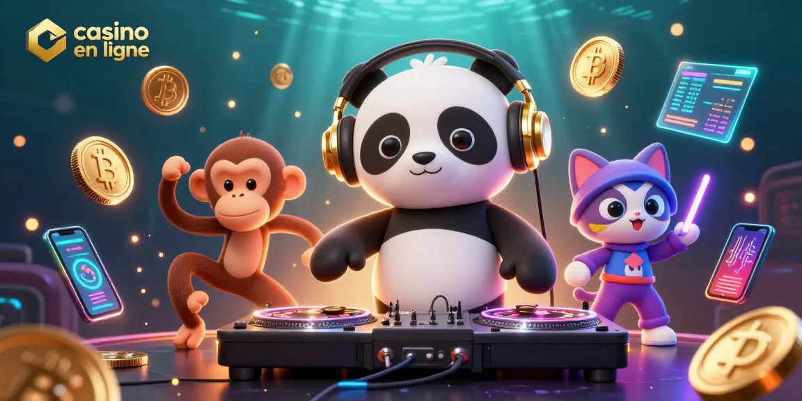 Les joueurs découvrent le casino en ligne avec un panda DJ et un singe en pleine danse.