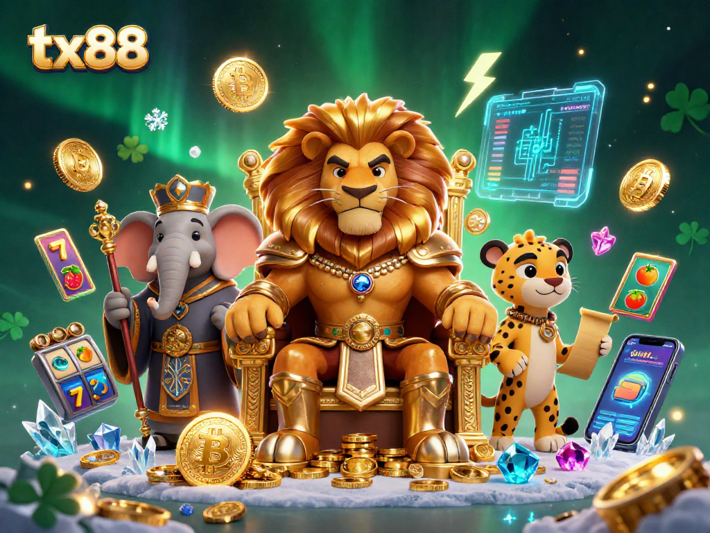 Experience thrilling gameplay with tx88 featuring a lion king, elephant advisor, and cheetah messenger