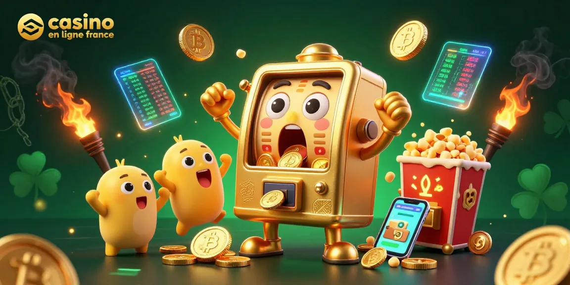 Illustration captivante avec la machine à sous en ligne France gagnant des pièces d'or.