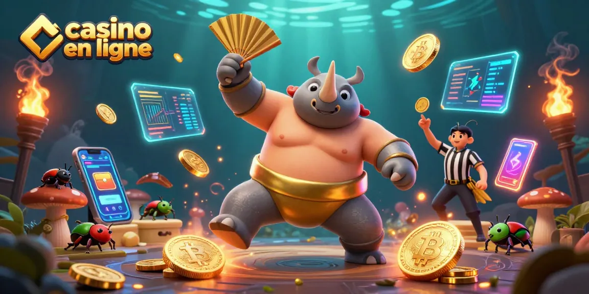 Jouez sur un casino en ligne avec un scarabée rhinocéros champion qui fait pleuvoir des pièces d'or.