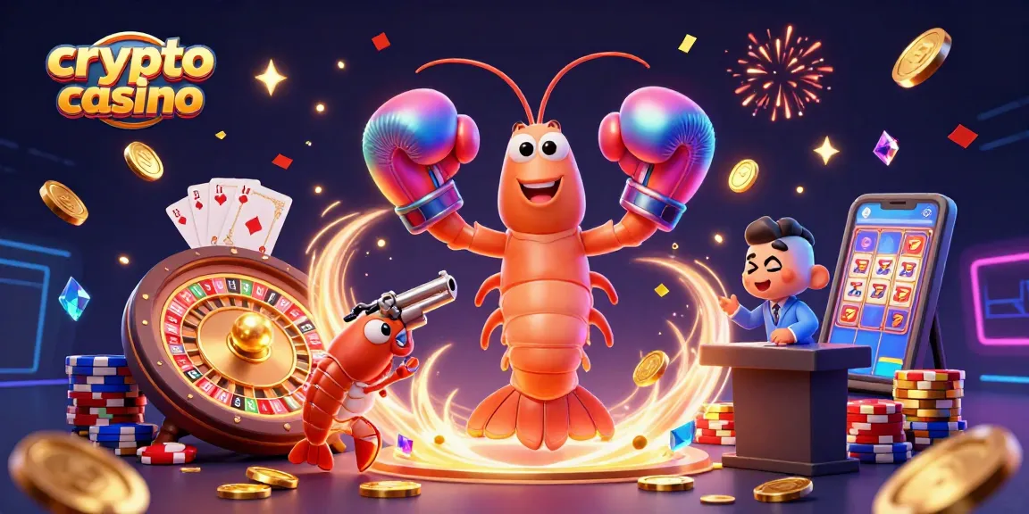 Jouez au crypto casino avec des personnages ludiques et des pièces dorées dans un univers dynamique.