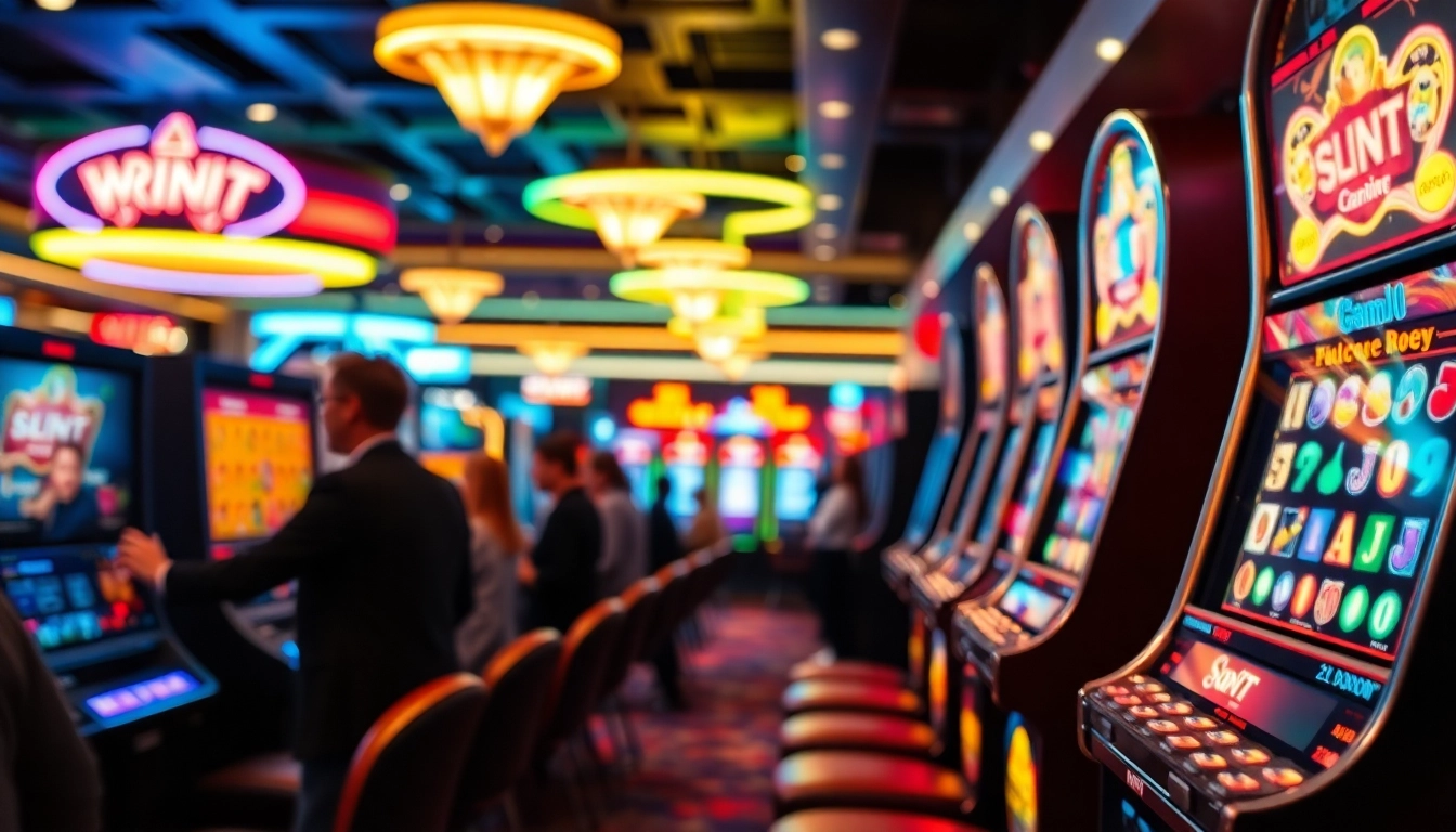 Memenangkan slot depo 1k dalam suasana kasino yang cerah dan penuh kegembiraan.