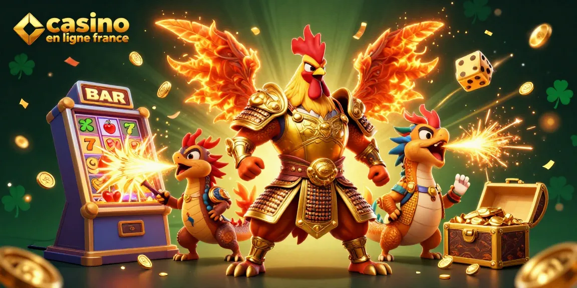 Jouer aux machines à sous avec des dragons et coqs warriors au casino en ligne France.