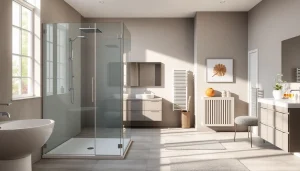 Die sonni sanitär GmbH präsentiert elegante Badprodukte in einem modernen Badezimmer.