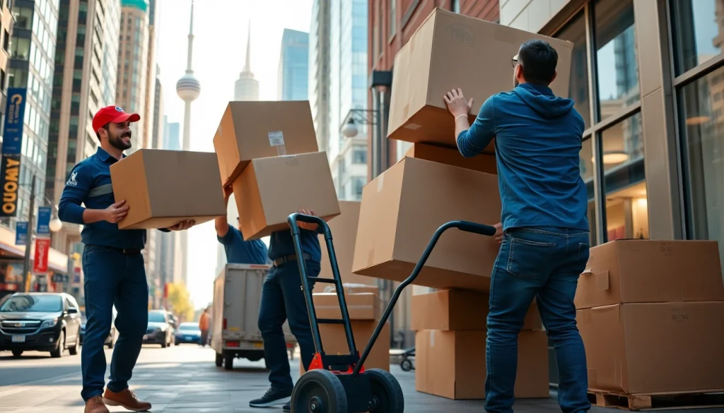 Best Toronto Movers efficiently handling a residential move in a bustling urban setting.