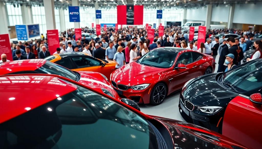 Showcase of luxury vehicles at the Auto Cars Show, engaging attendees in a vibrant exhibition.