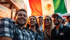 Engaged bettors enjoying sports betting Mexico at an outdoor sportsbook.