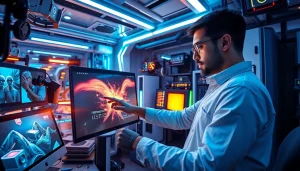 Nano Banana 2 AI in a vibrant digital art studio generating stunning visuals, showcasing advanced technology.