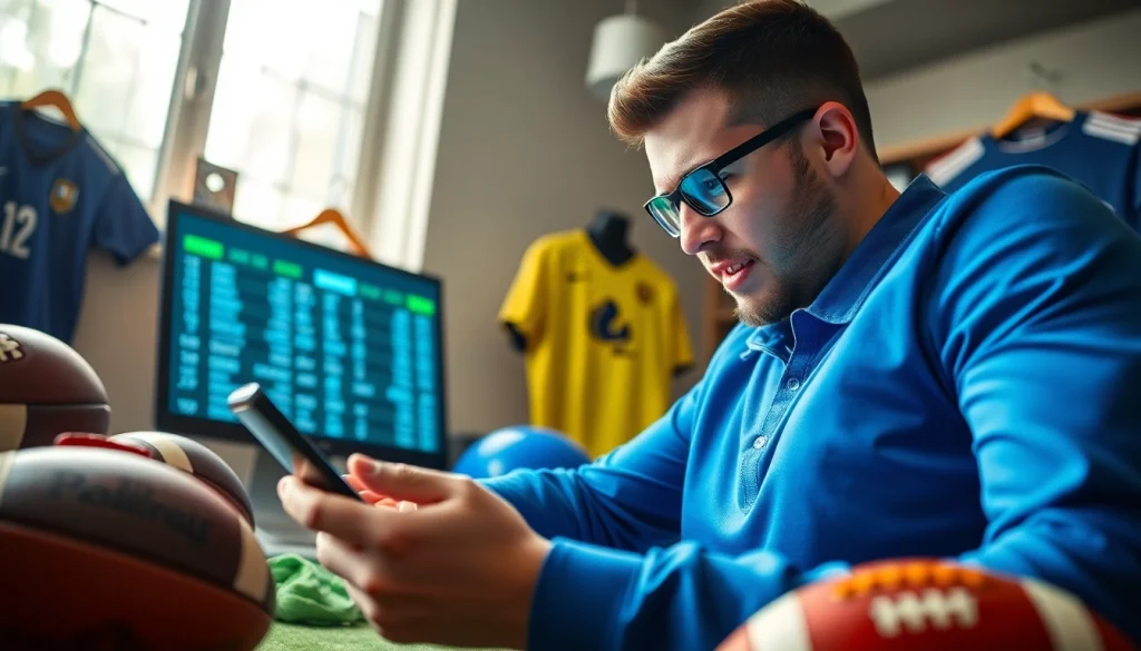 A passionate user engaging in online sports betting Georgia while analyzing live odds on multiple devices.