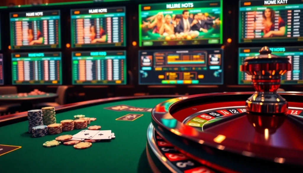 Engaging scene of high-stakes gambling with nh88 poker chips and cards on a casino table.