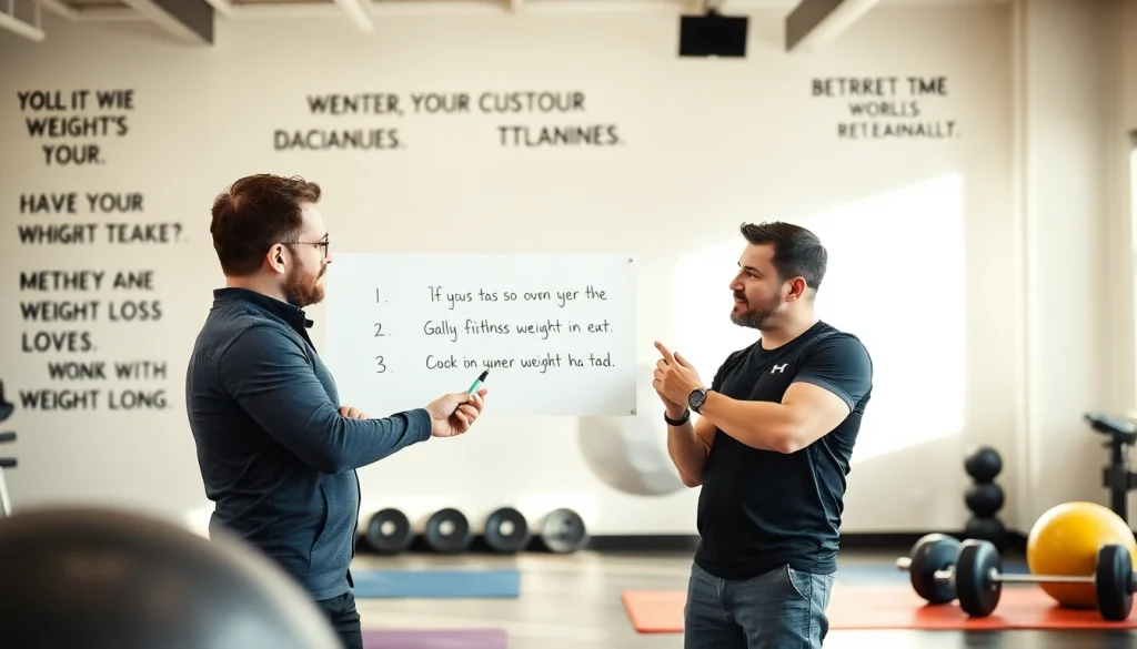 Overcoming weight loss plateau with personalized coaching tips in a gym setting.