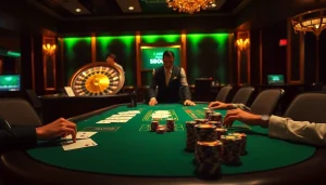 Experience the thrilling action at SBOBET login with vibrant casino visuals and professional gambling elements.