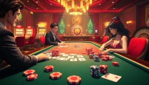 Playing a thrilling hentai game with casino elements at an immersive table setting.