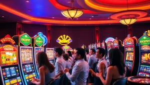 Experience thrilling gameplay with IDN slot machines in a glamorous casino setting filled with excitement.