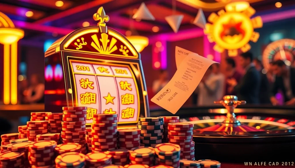Engaged players experiencing the thrill of nổ hũ at a luxurious casino.
