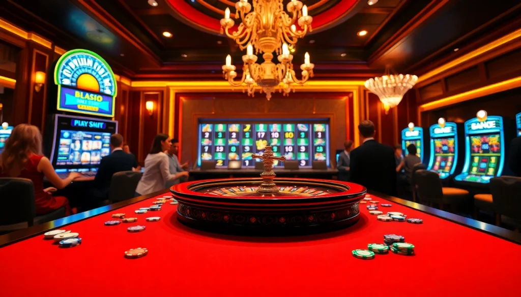 Des joueurs profitant d'un jeu palpitant à une table de roulette dans un casino fiable en ligne, entourés d'une action de jeu dynamique.