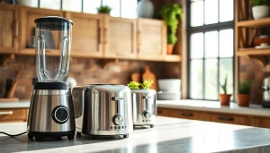 Showcasing an affordable appliance collection in a stylish kitchen.