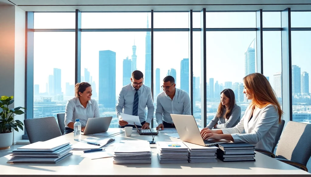 Accounting Services in Dubai showcased by professionals collaborating in a modern office.