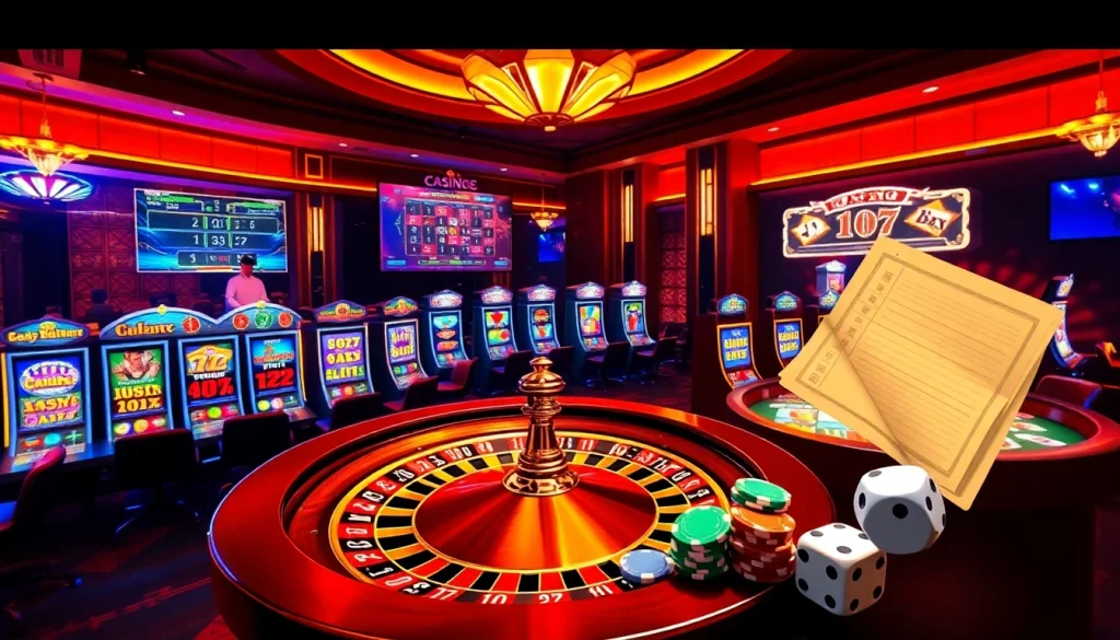 Experience thrilling gameplay at situs bangsawan88 with vibrant casino tables and exciting slot machines.