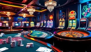 Découvrez l'excitation des casinos fiables en ligne avec des tables de jeu vibrantes et des machines à sous élégantes.