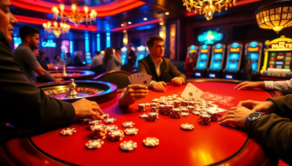 Environnement de casino excitant présentant des jeux de hasard en ligne fiables (casino fiable en ligne) avec de l'action au poker et une roulette vibrante.